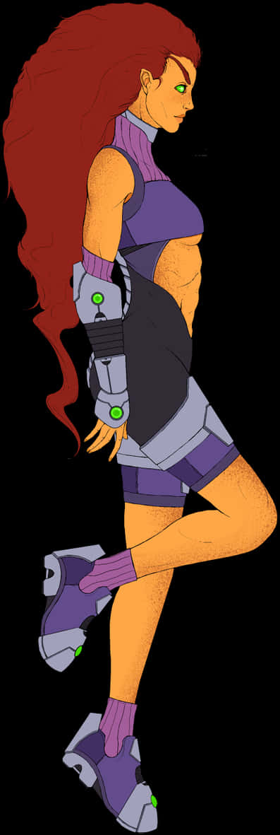 Red Haired Teen Titans Character Art PNG Image