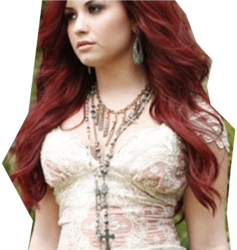 Red Haired Woman In Lace Dress PNG Image