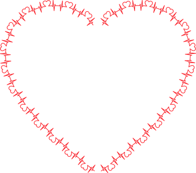 Red Hash Heart Outline PNG Image