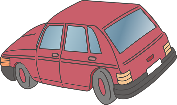 Red Hatchback Cartoon Illustration PNG Image