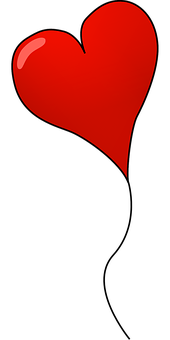 Red Heart Balloon Black Background PNG Image