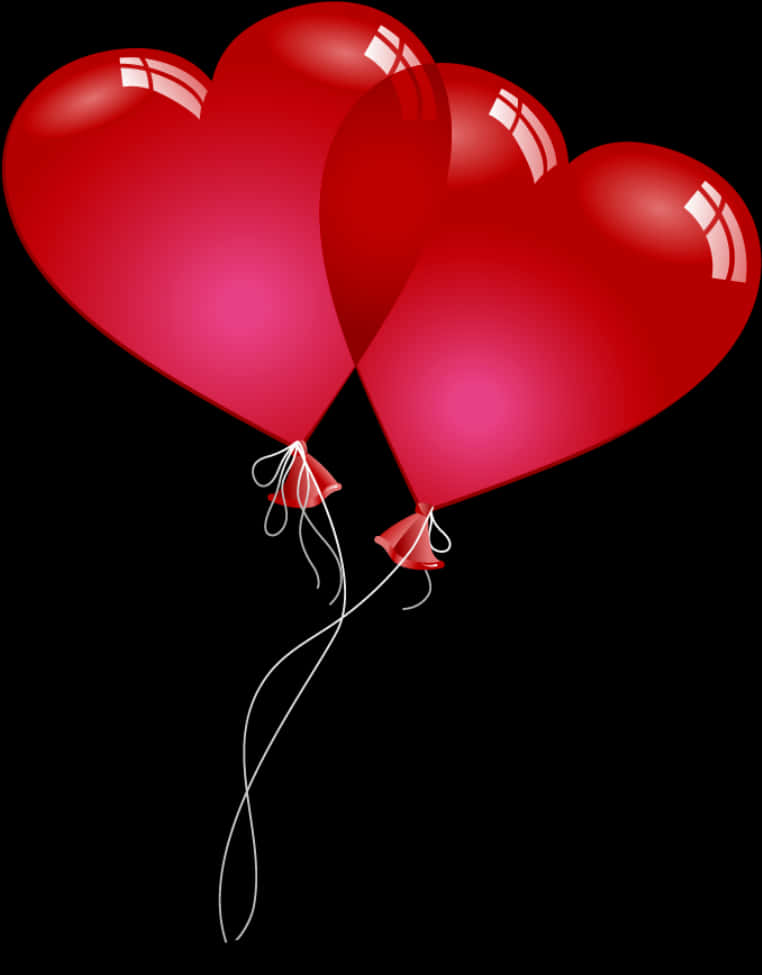 Red Heart Balloons Clipart PNG Image