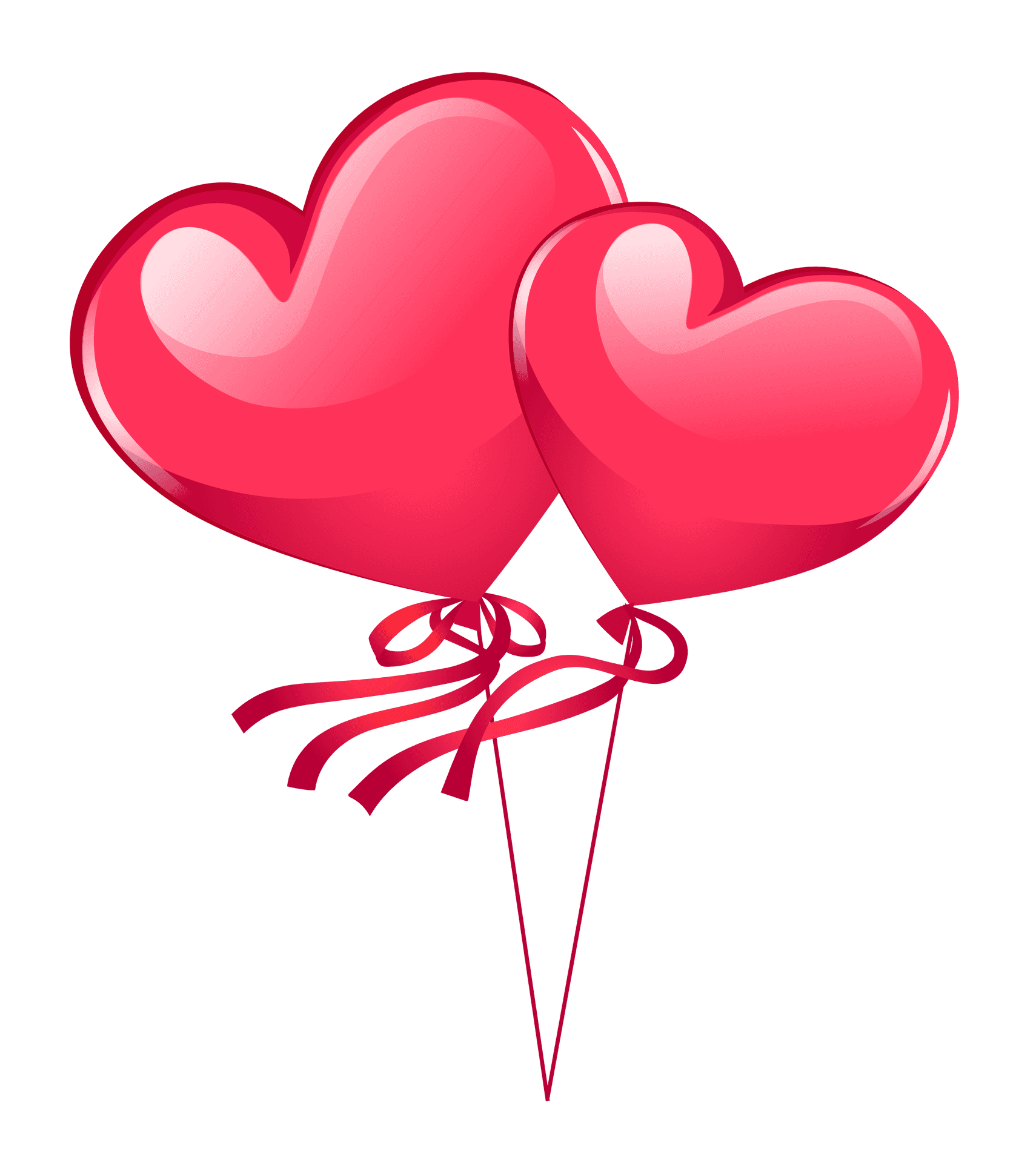 Red Heart Balloons Illustration PNG Image