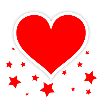 Red Heart Black Background Stars PNG Image