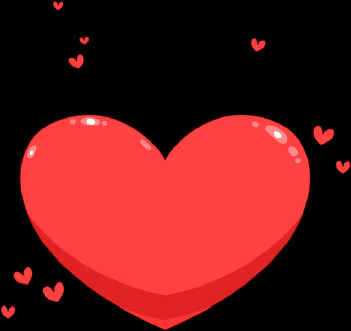 Red Heart Cliparton Black Background PNG Image