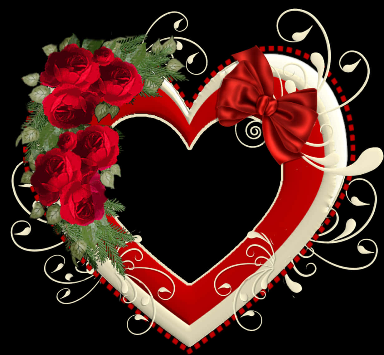 Red Heart Floral Design H D PNG Image