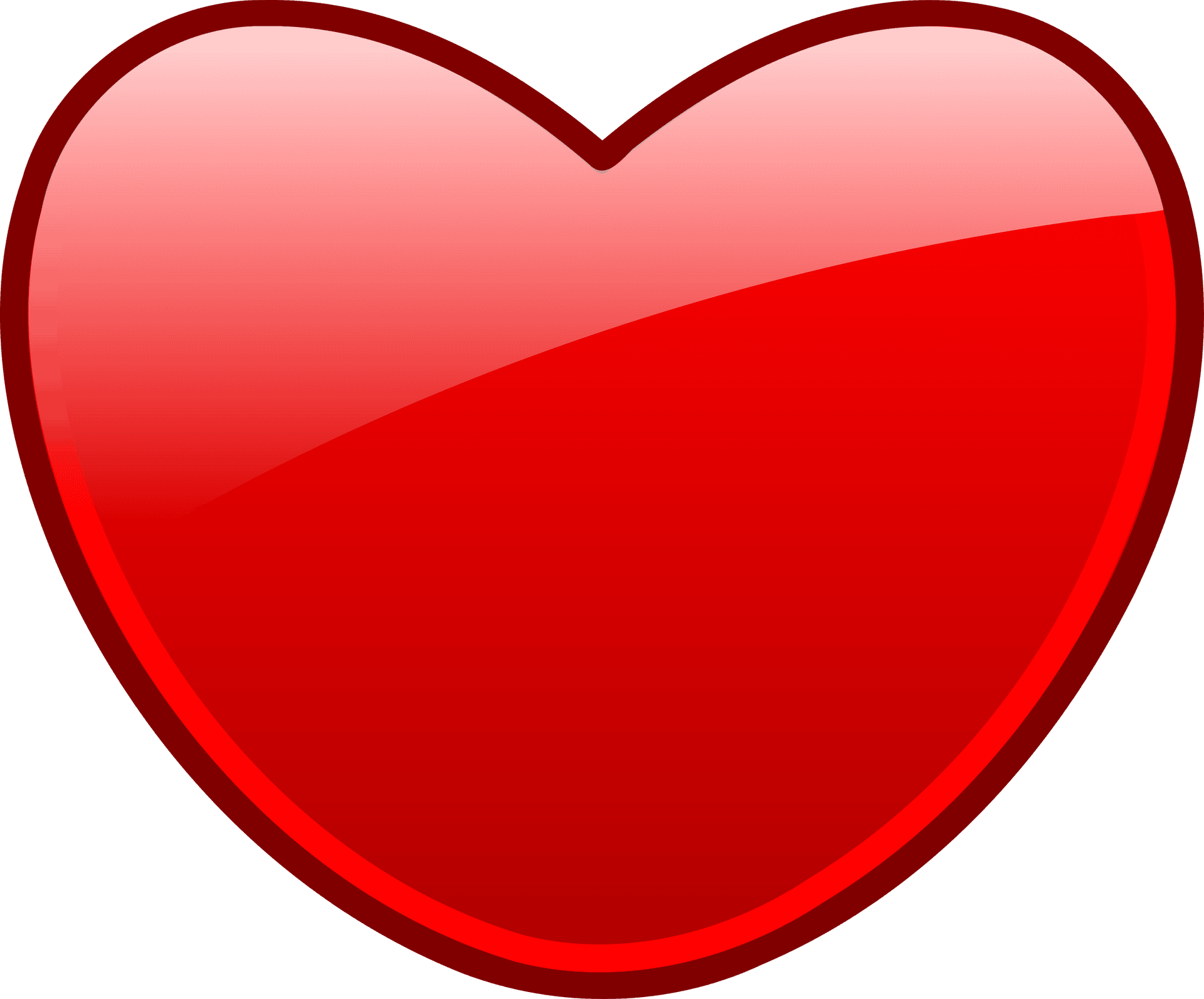 Red Heart Icon Glossy Finish PNG Image