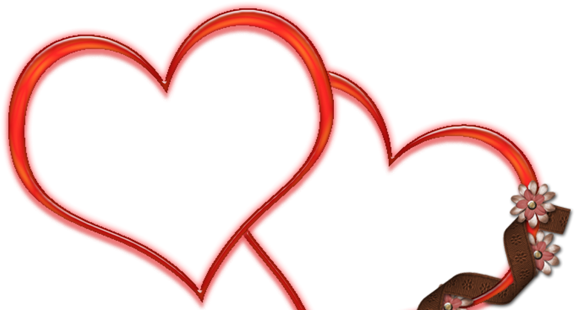 Red Heart Outline Floral Accent.png PNG Image