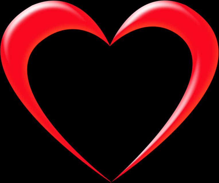 Red Heart Outlineon Black Background PNG Image