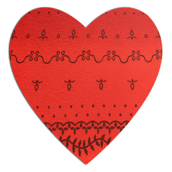 Red Heart Pattern Black Background PNG Image