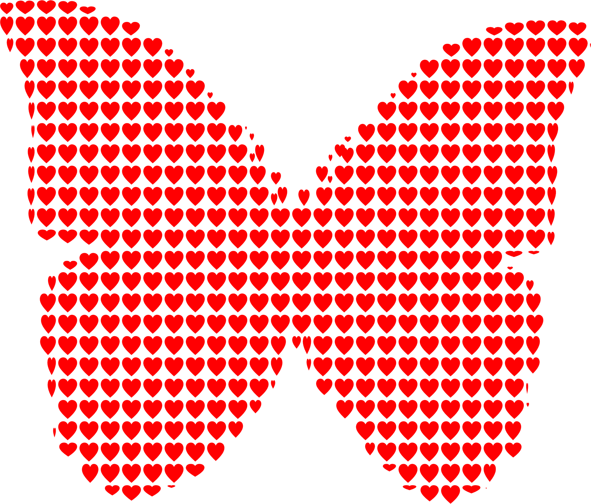 Red Heart Pattern Butterfly PNG Image