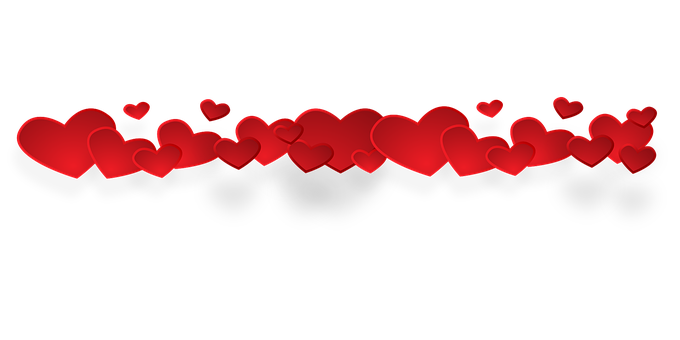 Red Heart Patternon Black Background PNG Image