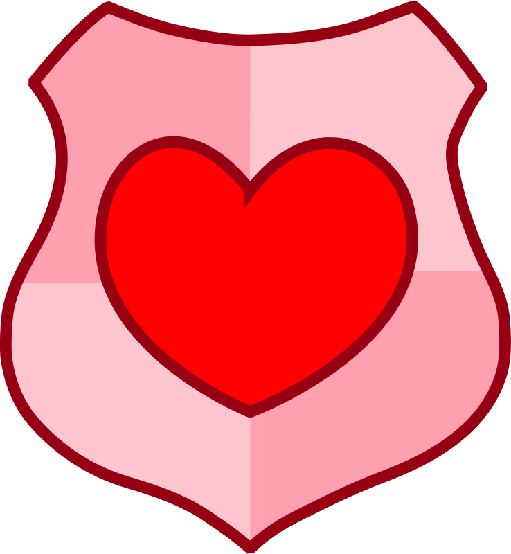 Red Heart Shield Graphic PNG Image