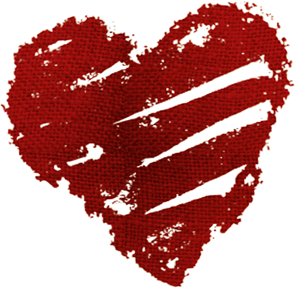 Red Heart Torn Texture PNG Image