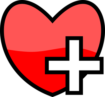 Red Heart With White Cross PNG Image