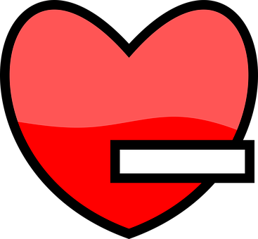 Red Heart With White Stripe PNG Image