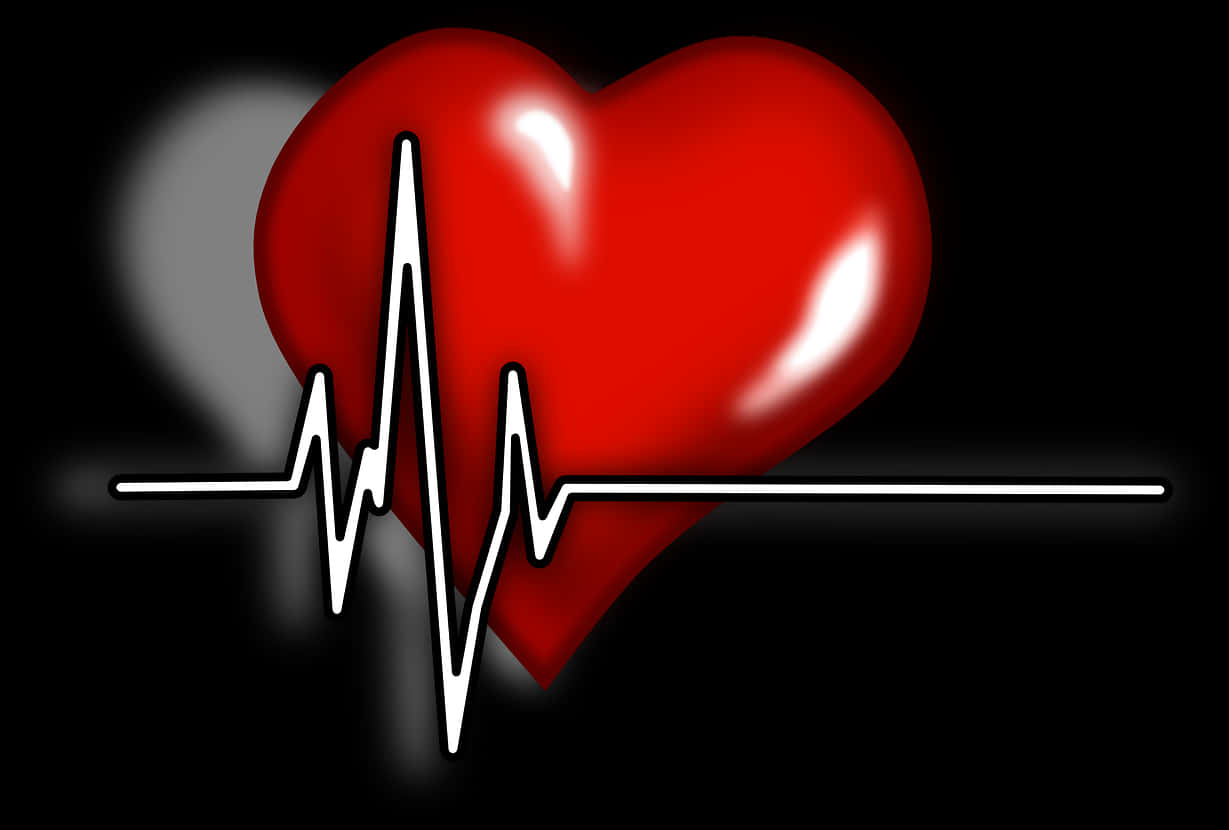 Red Heartand E K G Pulse PNG Image