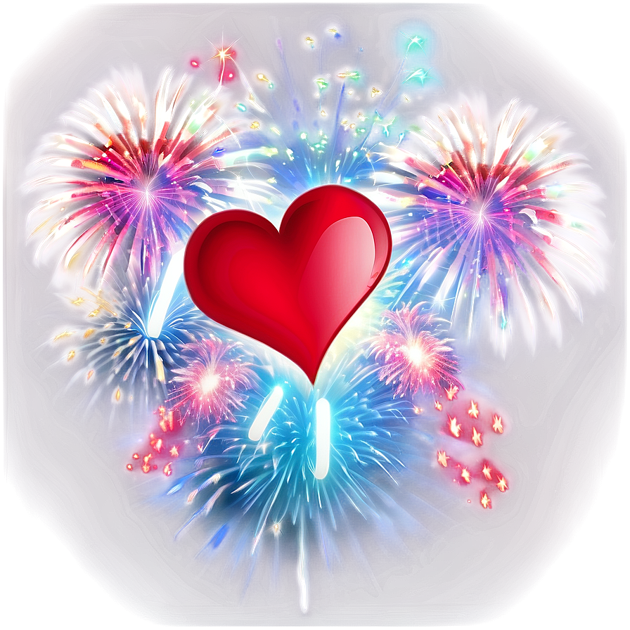 Red Hearts And Fireworks Png Fpg70 PNG Image