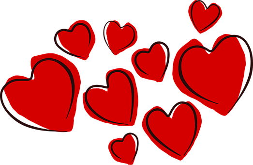 Red Hearts Black Background PNG Image