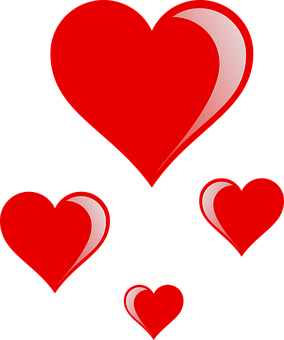 Red Hearts Black Background PNG Image