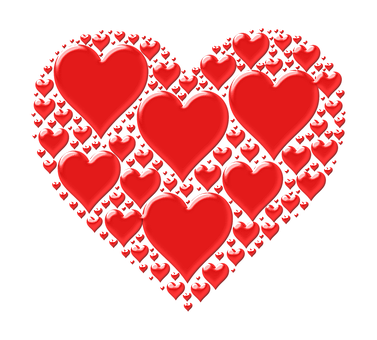 Red Hearts Collage PNG Image