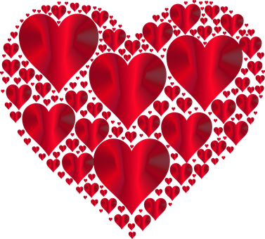 Red Hearts Collage PNG Image