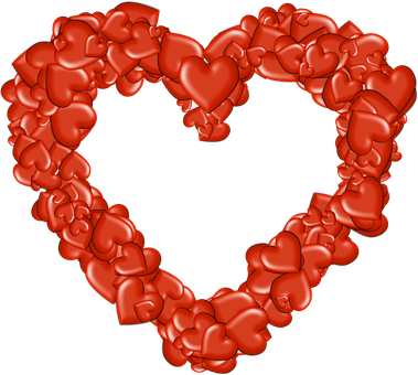 Red Hearts Formation PNG Image