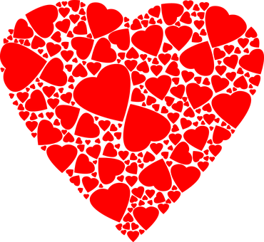 Red Hearts Mosaic Pattern PNG Image