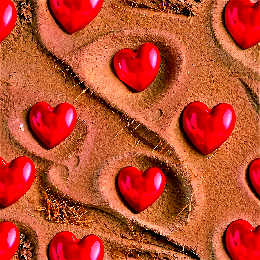 Red Hearts On Beach Sand Png Goh89 PNG Image