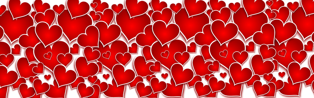 Red Hearts Pattern Banner PNG Image