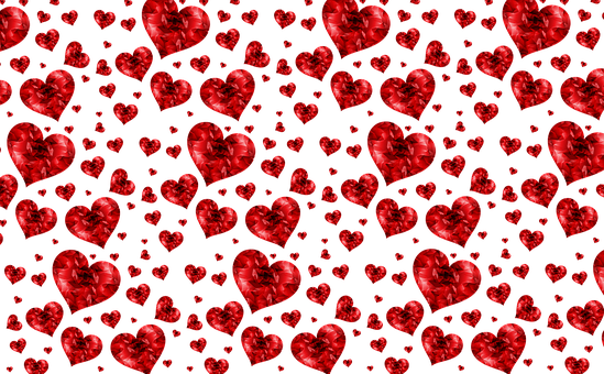 Red Hearts Pattern Texture PNG Image