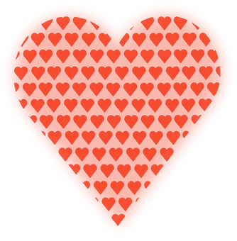 Red Hearts Patternon Black Background PNG Image