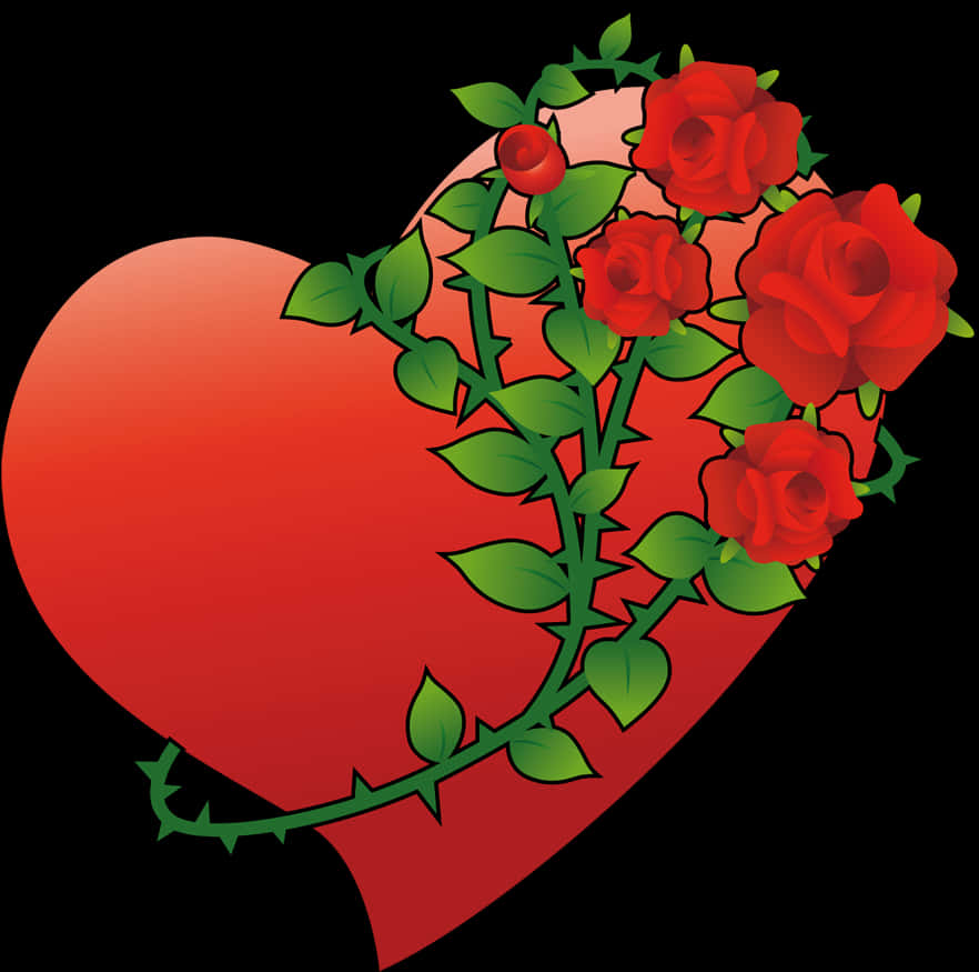 Red Heartwith Roses Emoji PNG Image