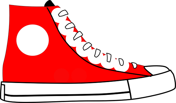 Red High Top Sneaker Illustration PNG Image