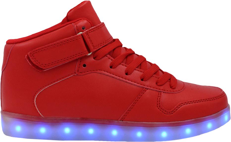 Red High Top Sneakerwith L E D Lights.png PNG Image