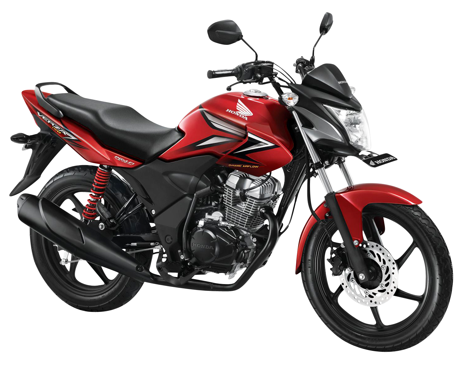 Red Honda Motorcycle Profile View PNG Image