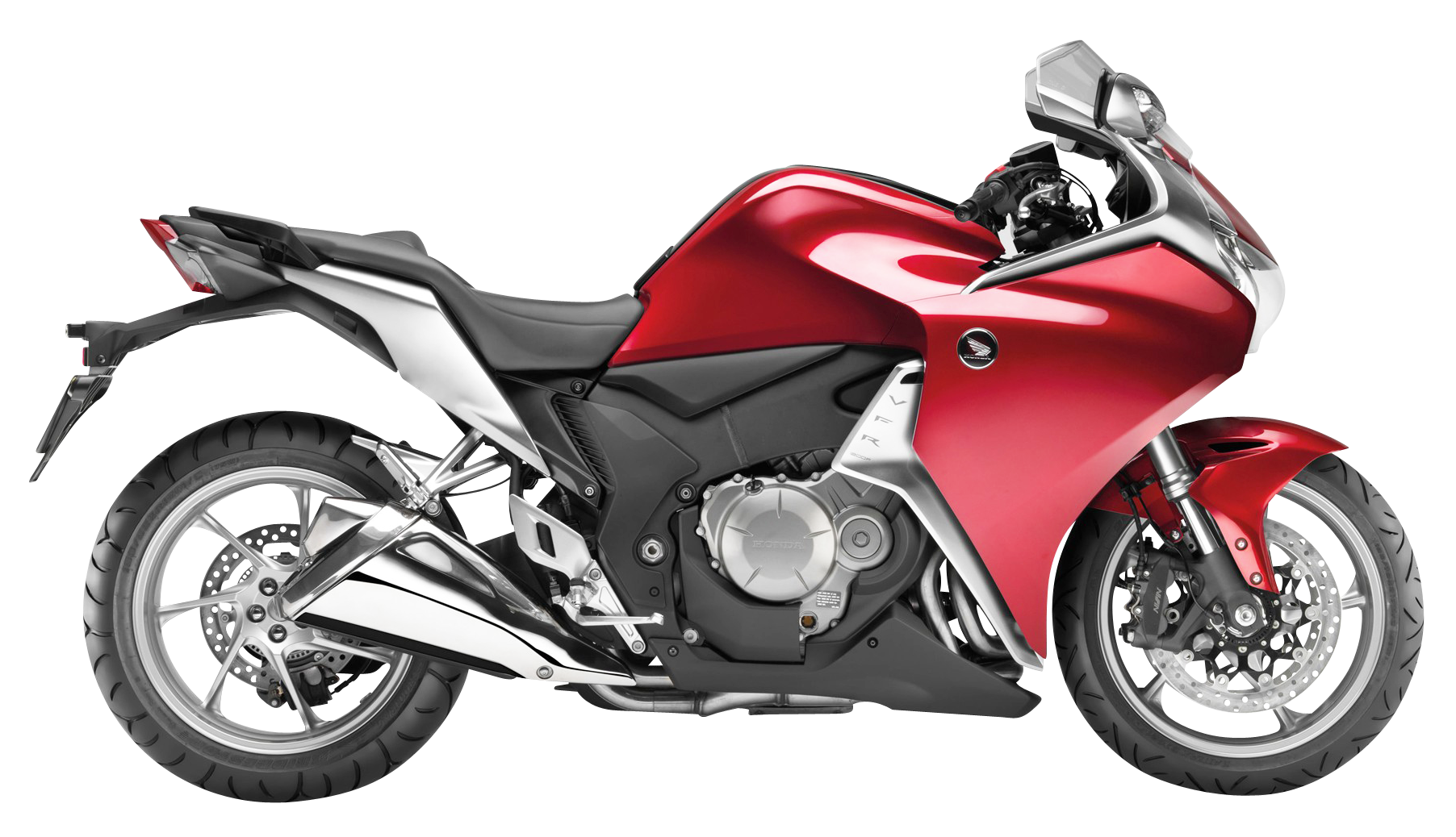 Red Honda Sport Motorcycle Profile View PNG Image