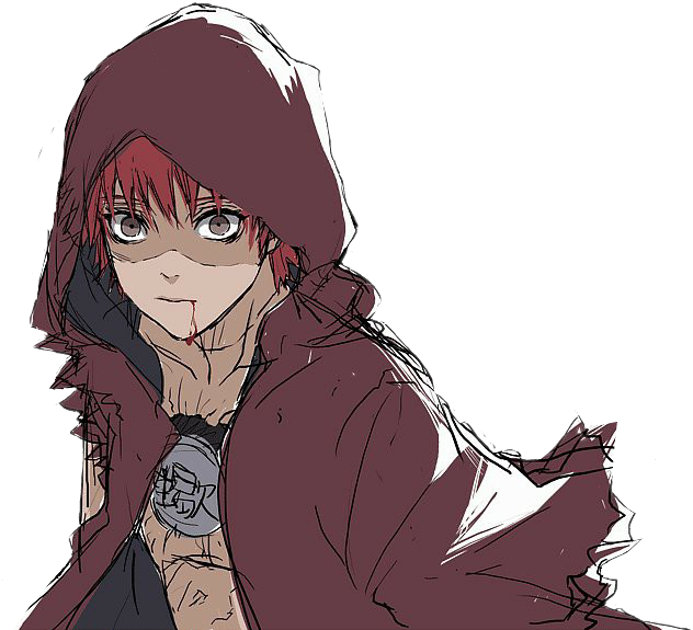 Red Hooded Anime Character Sasori PNG Image