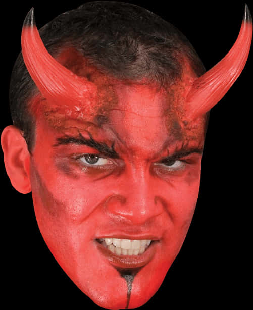 Red Horned Demon Face Paint PNG Image