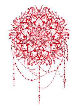 Red Intricate Mandala Arton Black PNG Image