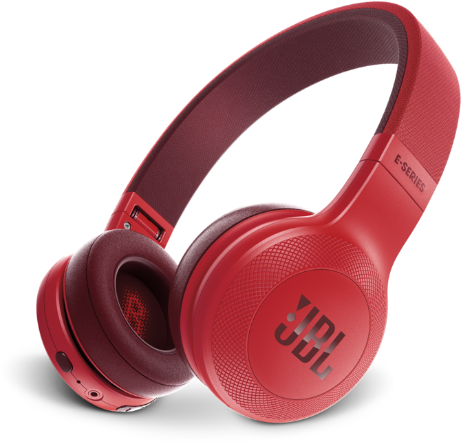 Red J B L Over Ear Headphones PNG Image