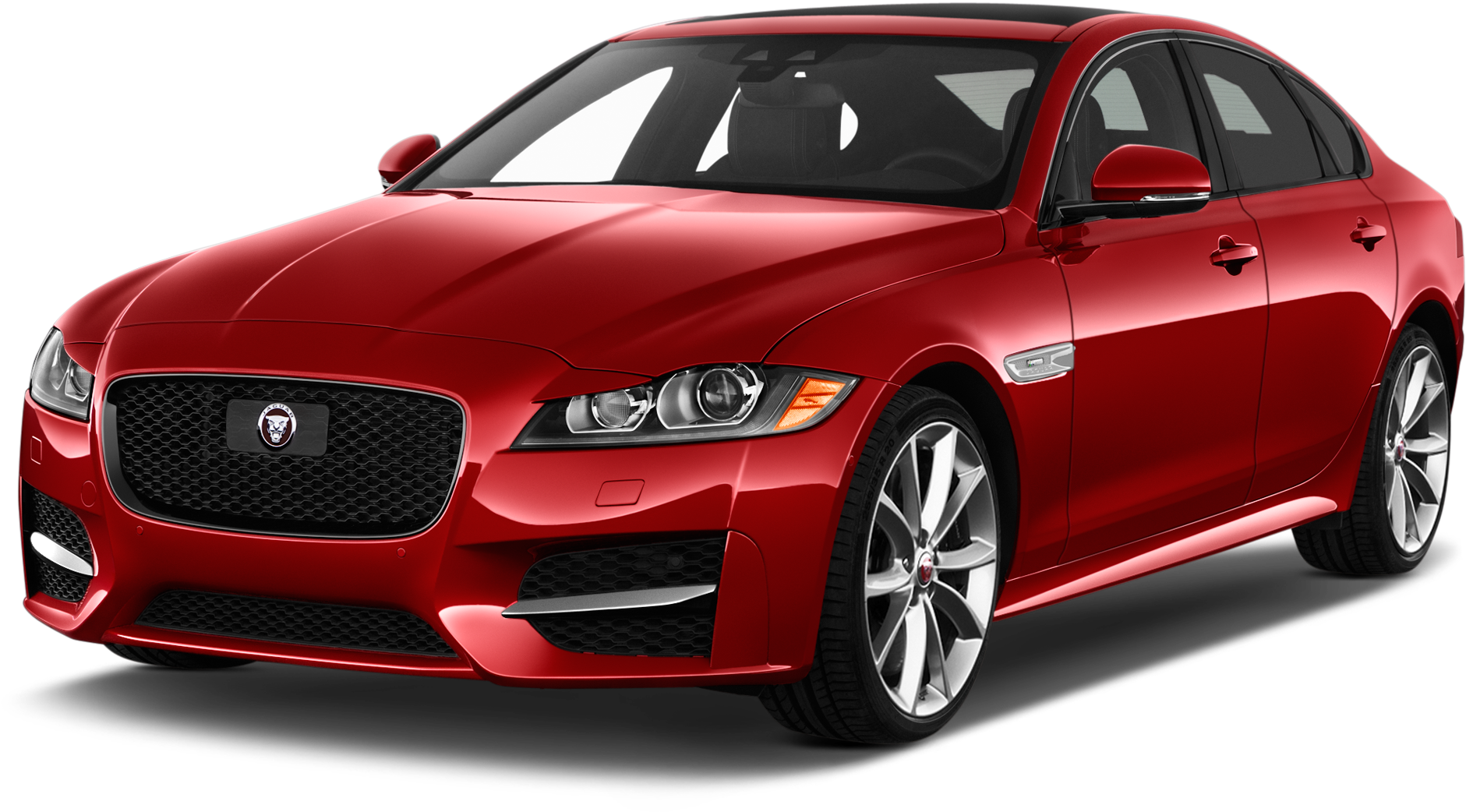 Red Jaguar X E Sedan Profile View PNG Image