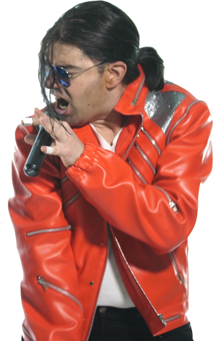 Red Leather Jacket Performer Singing PNG Image