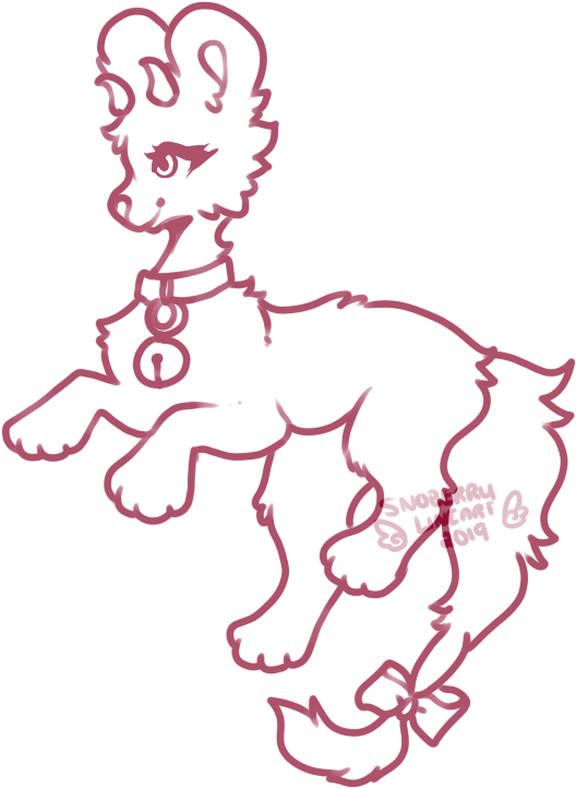 Red Lineart Furry Character PNG Image