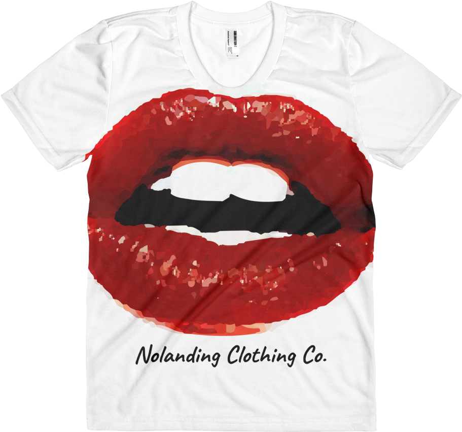 Red Lip Print Tshirt Design PNG Image