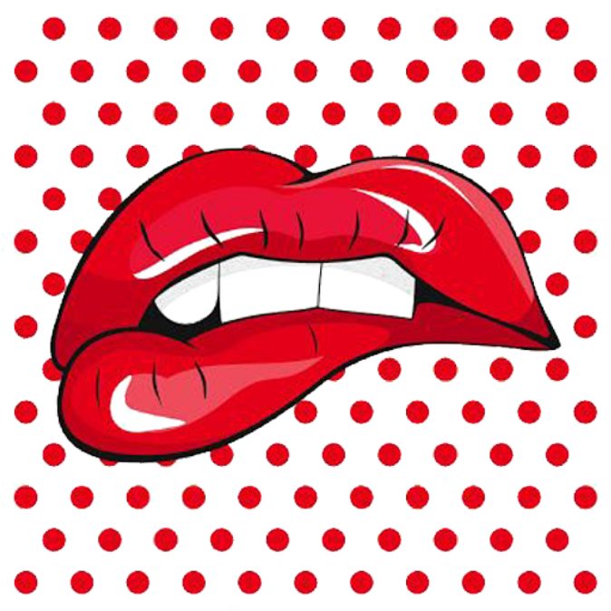 Red Lips Pop Art Background PNG Image