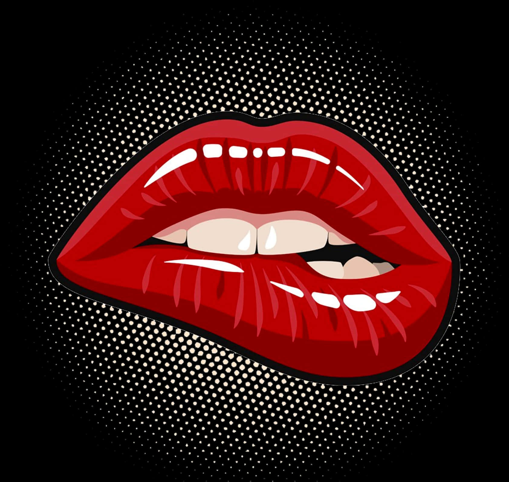 Red Lips Pop Art Illustration PNG Image