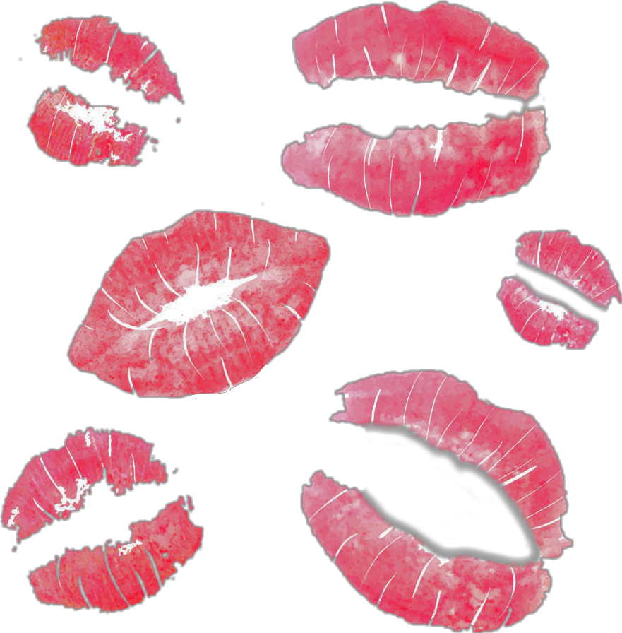 Red Lipstick Kiss Marks PNG Image