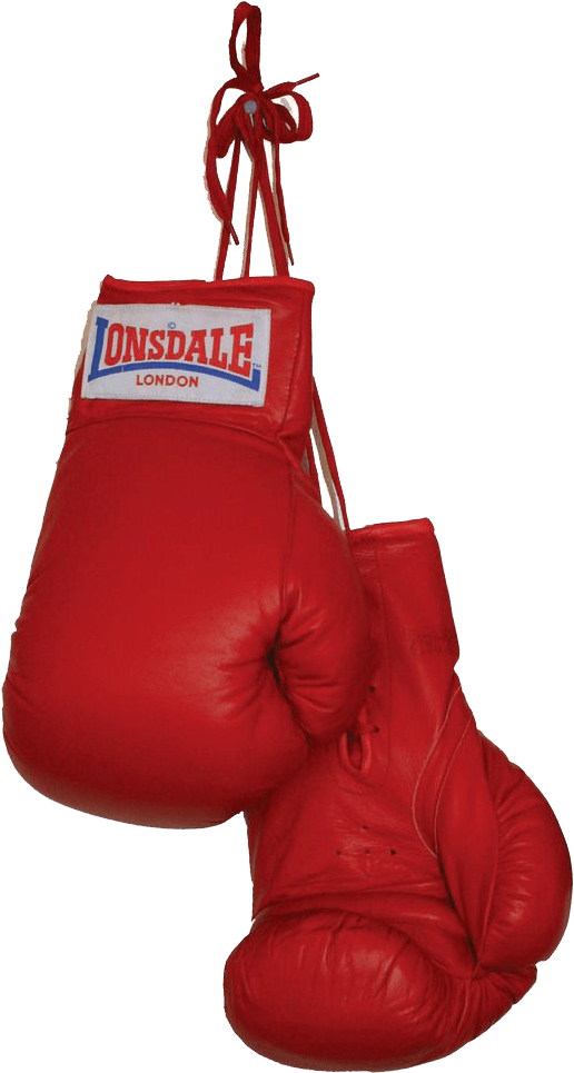 Red Lonsdale Boxing Gloves Hanging PNG Image