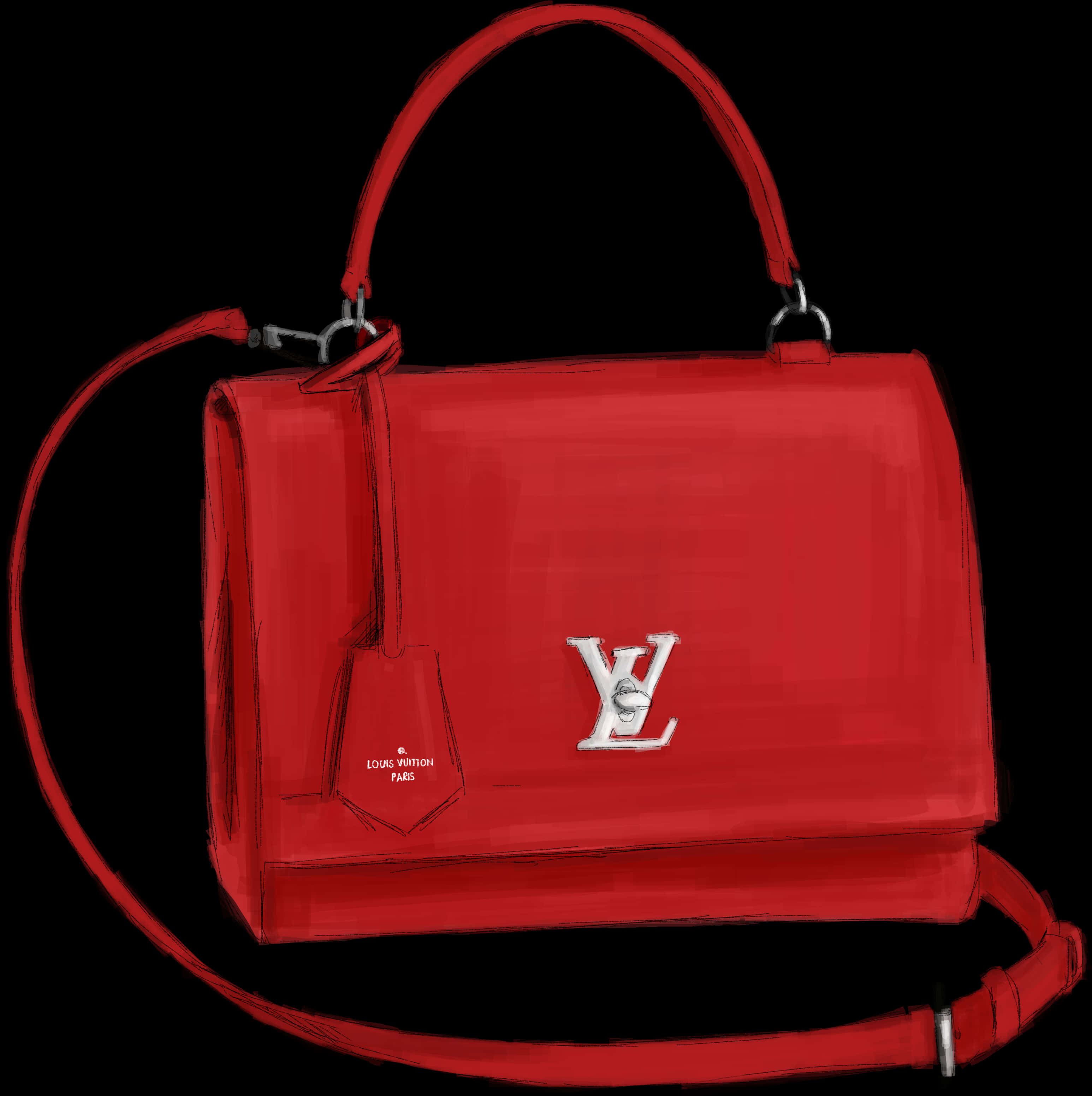 Red Louis Vuitton Handbag Illustration PNG Image